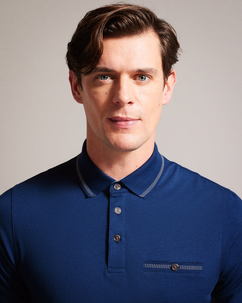 TORTILA-Tops-SS Polo with Birdseye Stripe Collar Detail- Ted Baker Romania
